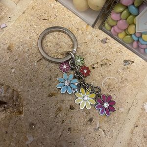 Coach poppy flower dangling keychain